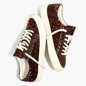 MADEWELL Sidewalk Low-Top Sneakers Leopard Colorblock Calf Hair 7.5 & 8.5